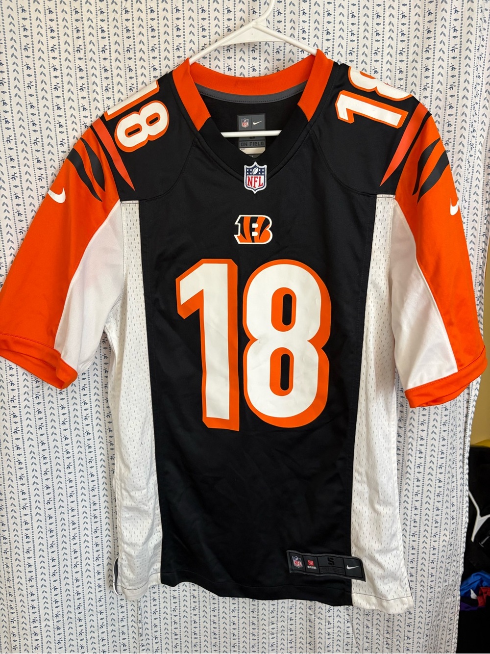 Nike Cincinnati Bengals Black Orange White #18 Football Jersey